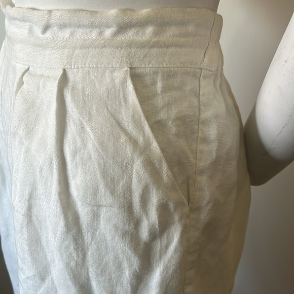 RESET by Jane White Wide leg Cropped Raw hem Linen Pants Size M - Picture 3 of 12